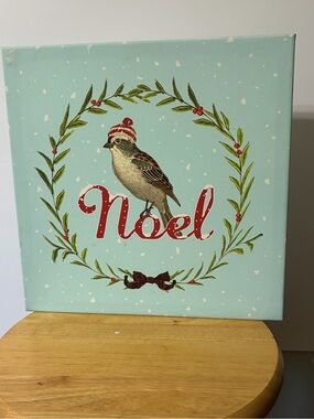 Carpentree 70435 "Noel" Wall Art Noel Bird Holiday Canvas Wall Art - Blue